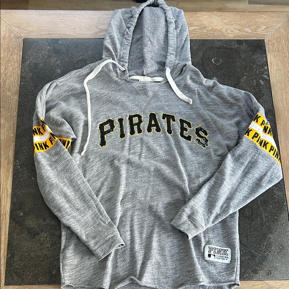 PINK Victoria's Secret Tops - PINK Victoria's Secret Gray Pirates Hoodie